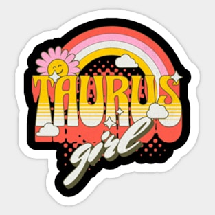 Taurus Girl Zodiac Retro Groovy Birthday Sticker